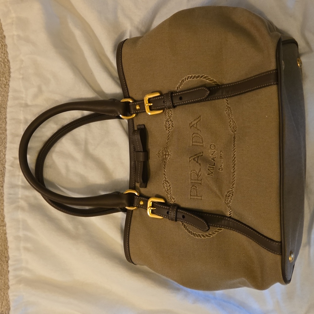 Prada Tan and Brown Shoulder Bag